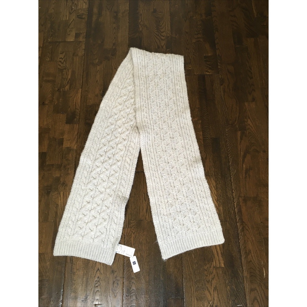 Gap Gray Fisherman Knit Wool Blend Scarf — 8" x 70" — New With Tags